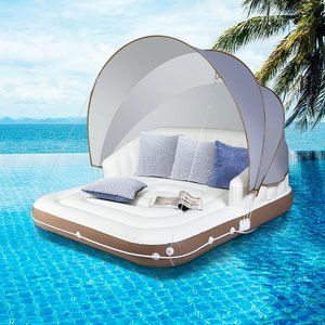 Canopy Island Inflatable Pool Float Lounge Swimming Raft Lounge Beach Seaside